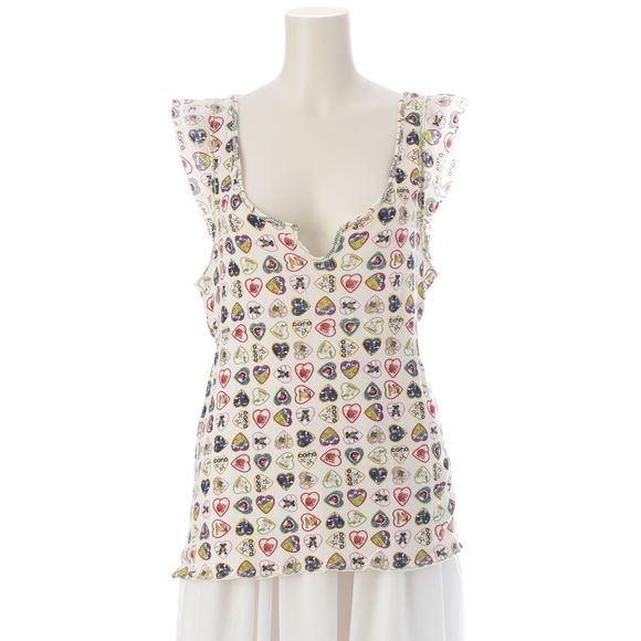 Chanel 06P Valentine Coco Mark Heart Tank Top P28247 White Multicolor 42 - Picture 1 of 10